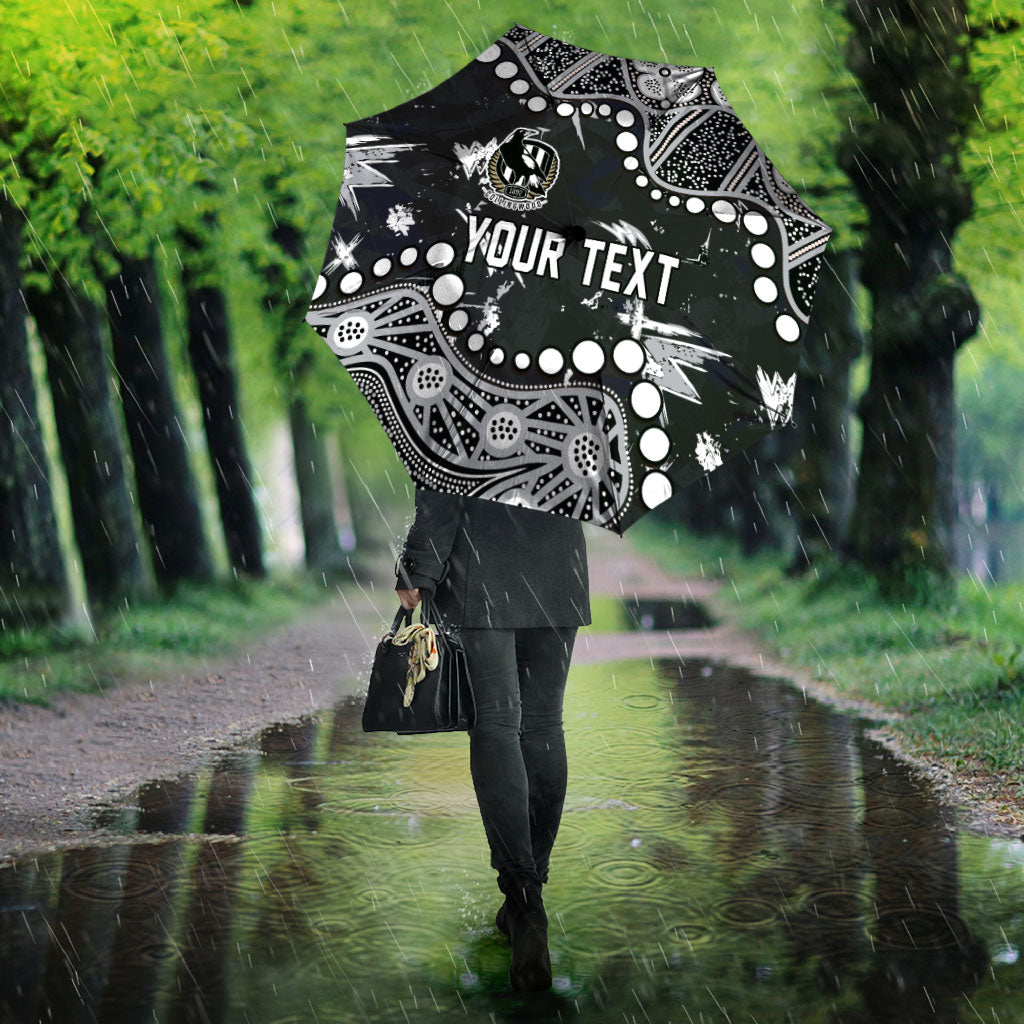Personalized Collingwood Magpies Umbrella Aboriginal Pattern with Graffiti Style