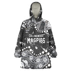 Personalized Collingwood Magpies Wearable Blanket Hoodie Aboriginal Pattern with Graffiti Style