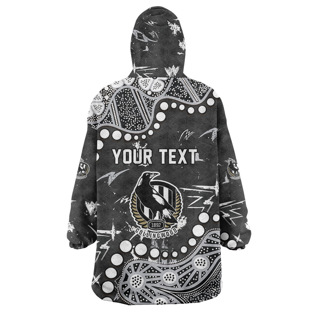 Personalized Collingwood Magpies Wearable Blanket Hoodie Aboriginal Pattern with Graffiti Style