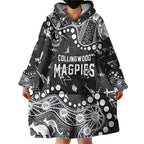 Personalized Collingwood Magpies Wearable Blanket Hoodie Aboriginal Pattern with Graffiti Style