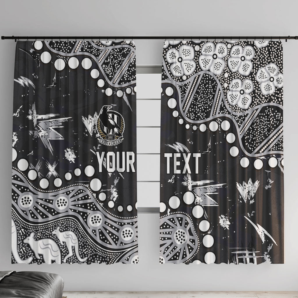 Personalized Collingwood Magpies Window Curtain Aboriginal Pattern with Graffiti Style