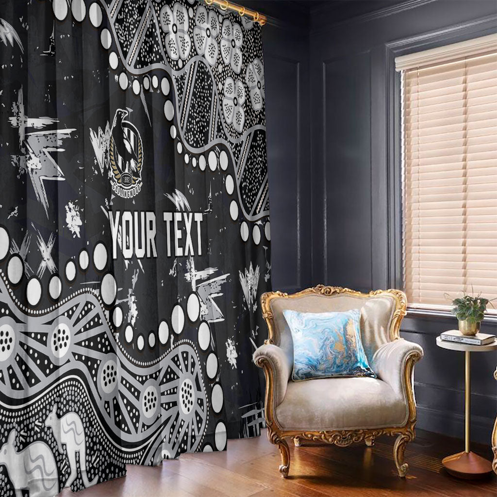 Personalized Collingwood Magpies Window Curtain Aboriginal Pattern with Graffiti Style