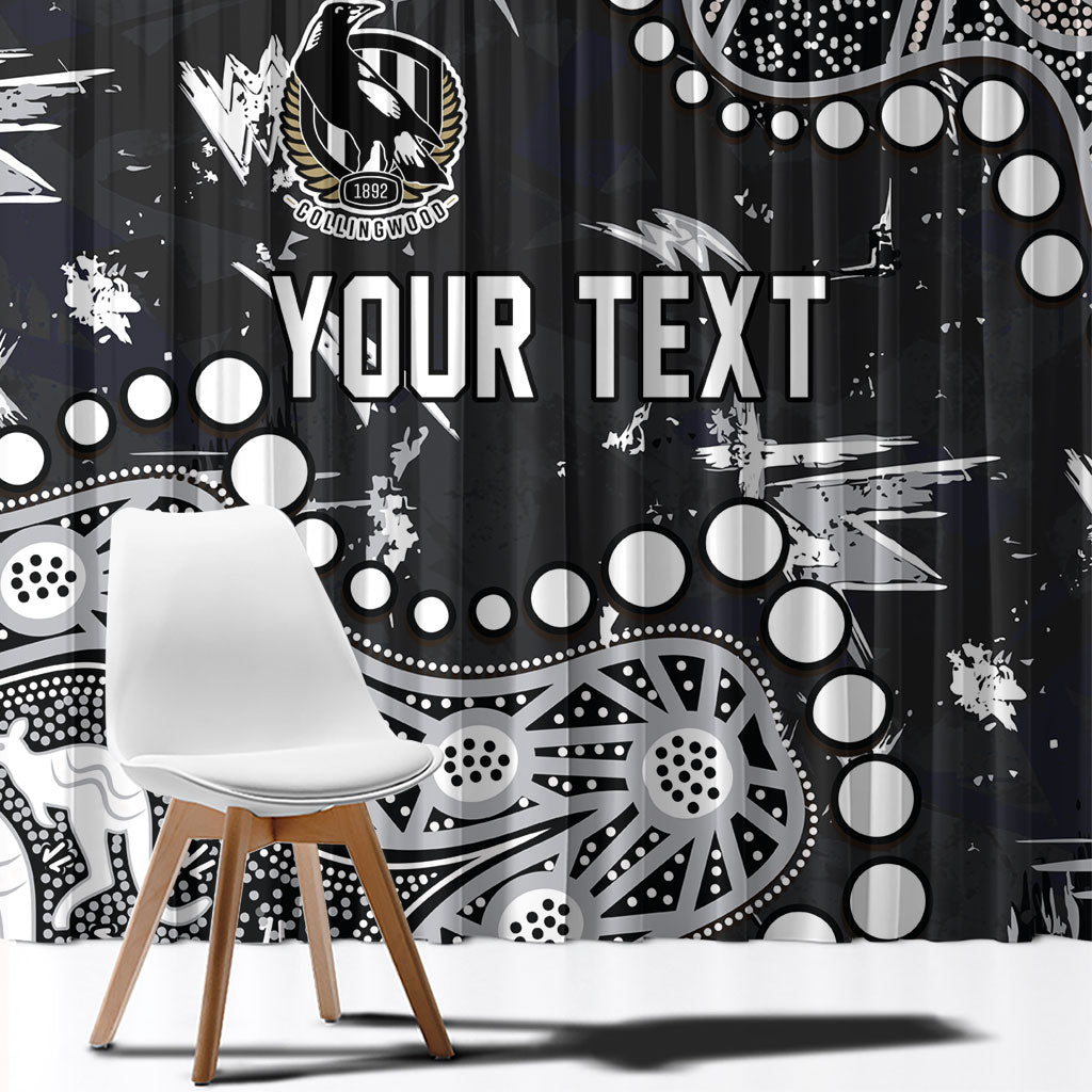 Personalized Collingwood Magpies Window Curtain Aboriginal Pattern with Graffiti Style