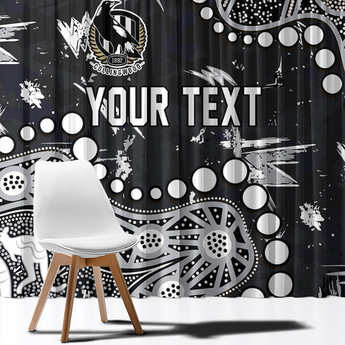 Personalized Collingwood Magpies Window Curtain Aboriginal Pattern with Graffiti Style