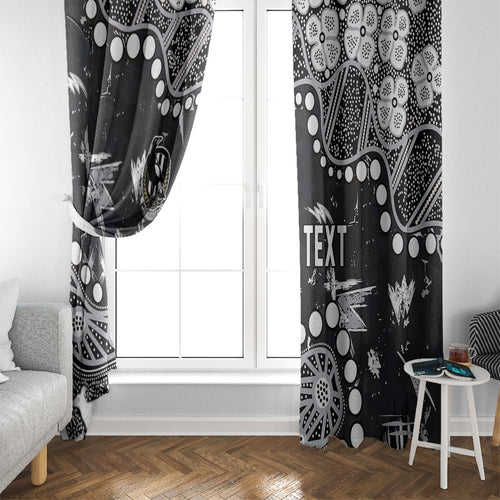 Personalized Collingwood Magpies Window Curtain Aboriginal Pattern with Graffiti Style