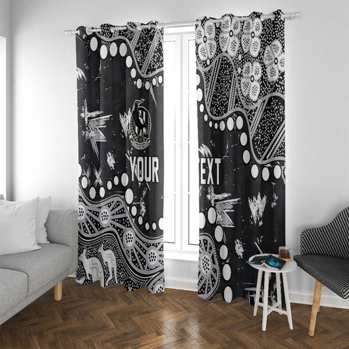 Personalized Collingwood Magpies Window Curtain Aboriginal Pattern with Graffiti Style