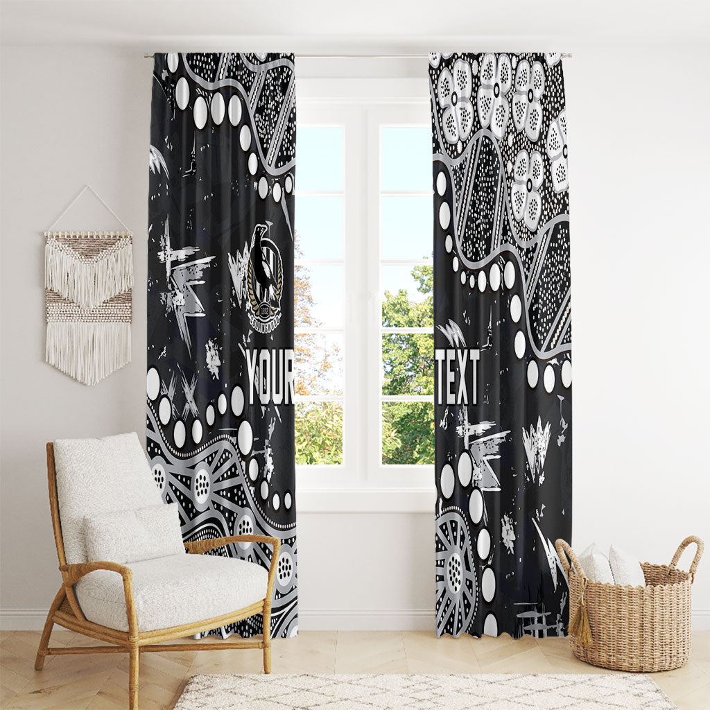 Personalized Collingwood Magpies Window Curtain Aboriginal Pattern with Graffiti Style