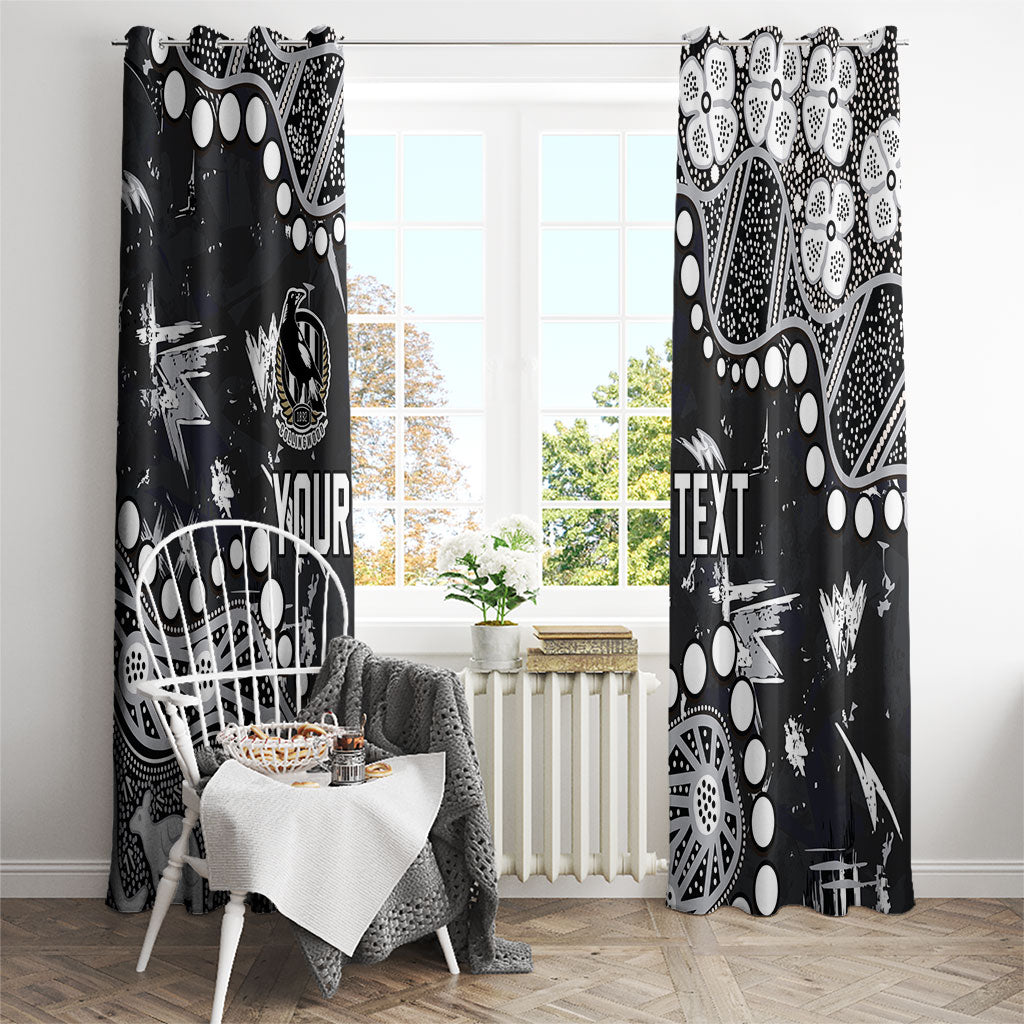 Personalized Collingwood Magpies Window Curtain Aboriginal Pattern with Graffiti Style