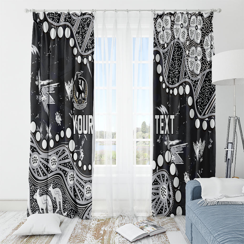 Personalized Collingwood Magpies Window Curtain Aboriginal Pattern with Graffiti Style