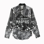 Personalized Collingwood Magpies Women Casual Shirt Aboriginal Pattern with Graffiti Style