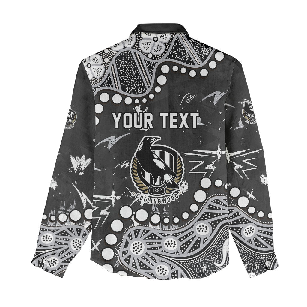 Personalized Collingwood Magpies Women Casual Shirt Aboriginal Pattern with Graffiti Style