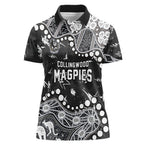 Personalized Collingwood Magpies Women Polo Shirt Aboriginal Pattern with Graffiti Style