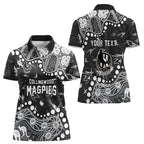 Personalized Collingwood Magpies Women Polo Shirt Aboriginal Pattern with Graffiti Style