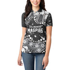 Personalized Collingwood Magpies Women Polo Shirt Aboriginal Pattern with Graffiti Style