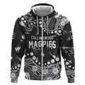 Personalized Collingwood Magpies Zip Hoodie Aboriginal Pattern with Graffiti Style