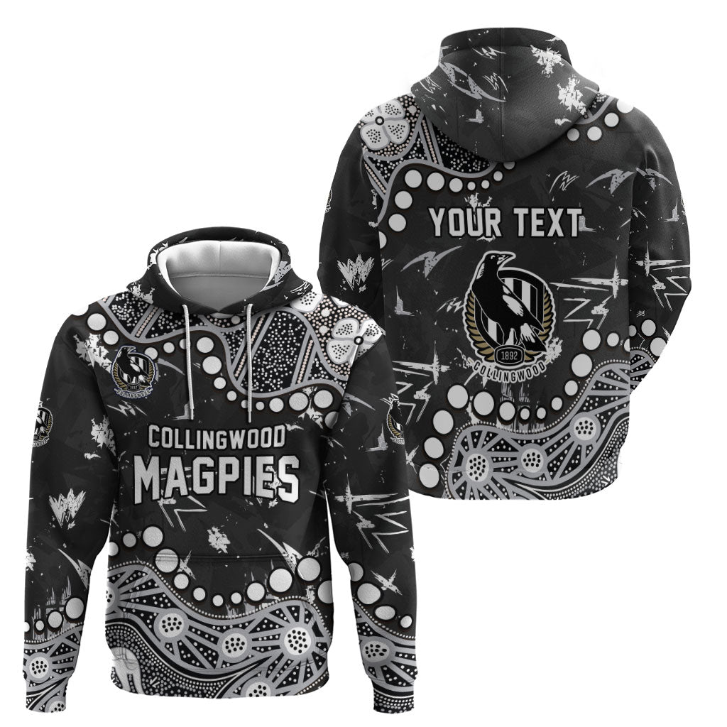 Personalized Collingwood Magpies Zip Hoodie Aboriginal Pattern with Graffiti Style