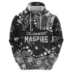 Personalized Collingwood Magpies Zip Hoodie Aboriginal Pattern with Graffiti Style