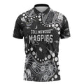 Personalized Collingwood Magpies Zipper Polo Shirt Aboriginal Pattern with Graffiti Style