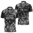 Personalized Collingwood Magpies Zipper Polo Shirt Aboriginal Pattern with Graffiti Style