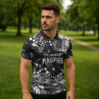 Personalized Collingwood Magpies Zipper Polo Shirt Aboriginal Pattern with Graffiti Style
