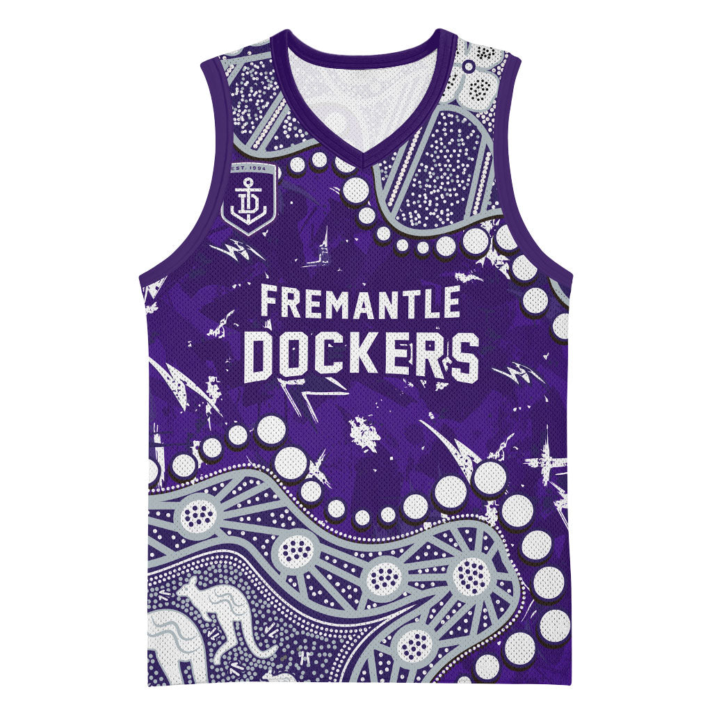 Personalized Fremantle Dockers Basketball Jersey Aboriginal Pattern with Graffiti Style