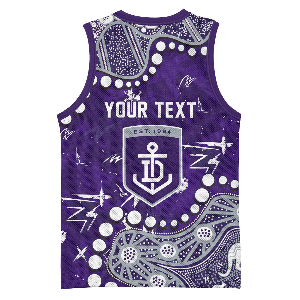 Personalized Fremantle Dockers Basketball Jersey Aboriginal Pattern with Graffiti Style
