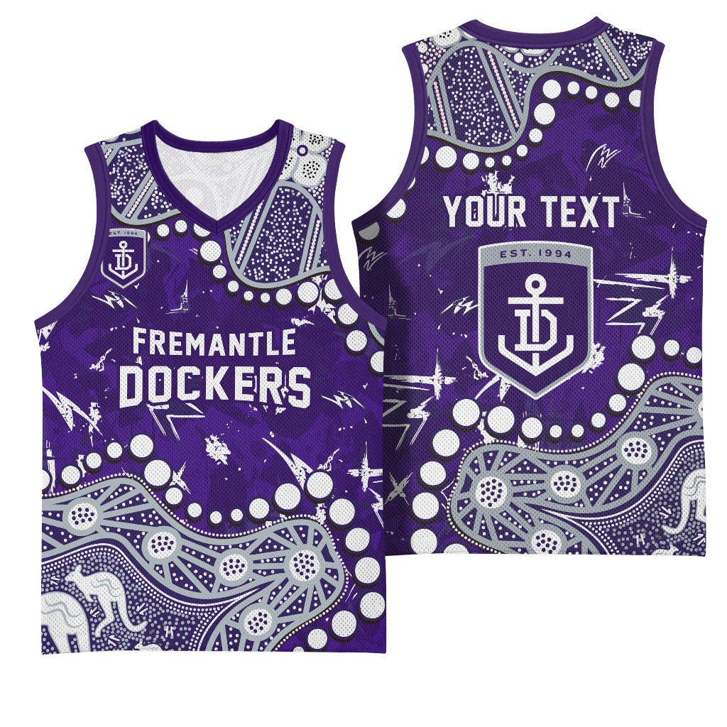 Personalized Fremantle Dockers Basketball Jersey Aboriginal Pattern with Graffiti Style