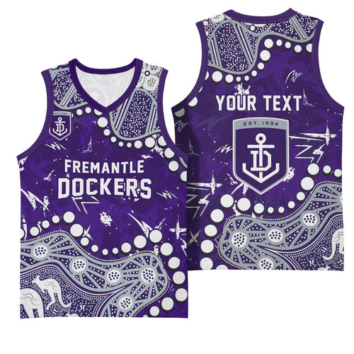 Personalized Fremantle Dockers Basketball Jersey Aboriginal Pattern with Graffiti Style
