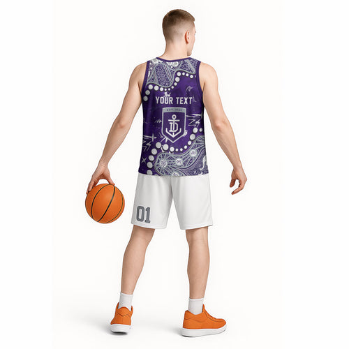 Personalized Fremantle Dockers Basketball Jersey Aboriginal Pattern with Graffiti Style