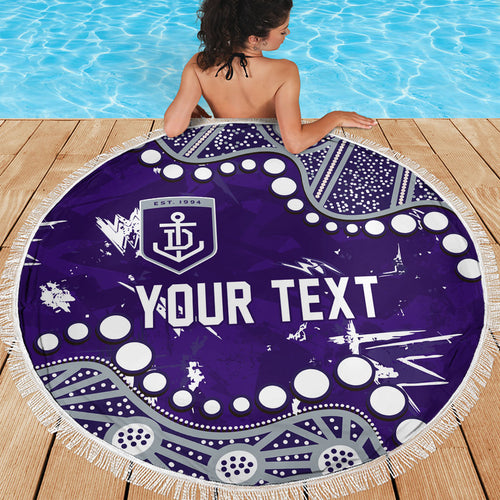 Personalized Fremantle Dockers Beach Blanket Aboriginal Pattern with Graffiti Style
