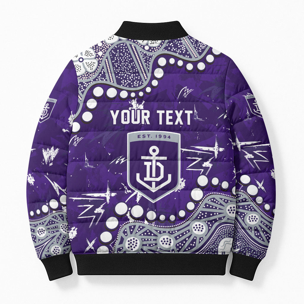 Personalized Fremantle Dockers Bomber Puffer Jacket Aboriginal Pattern with Graffiti Style