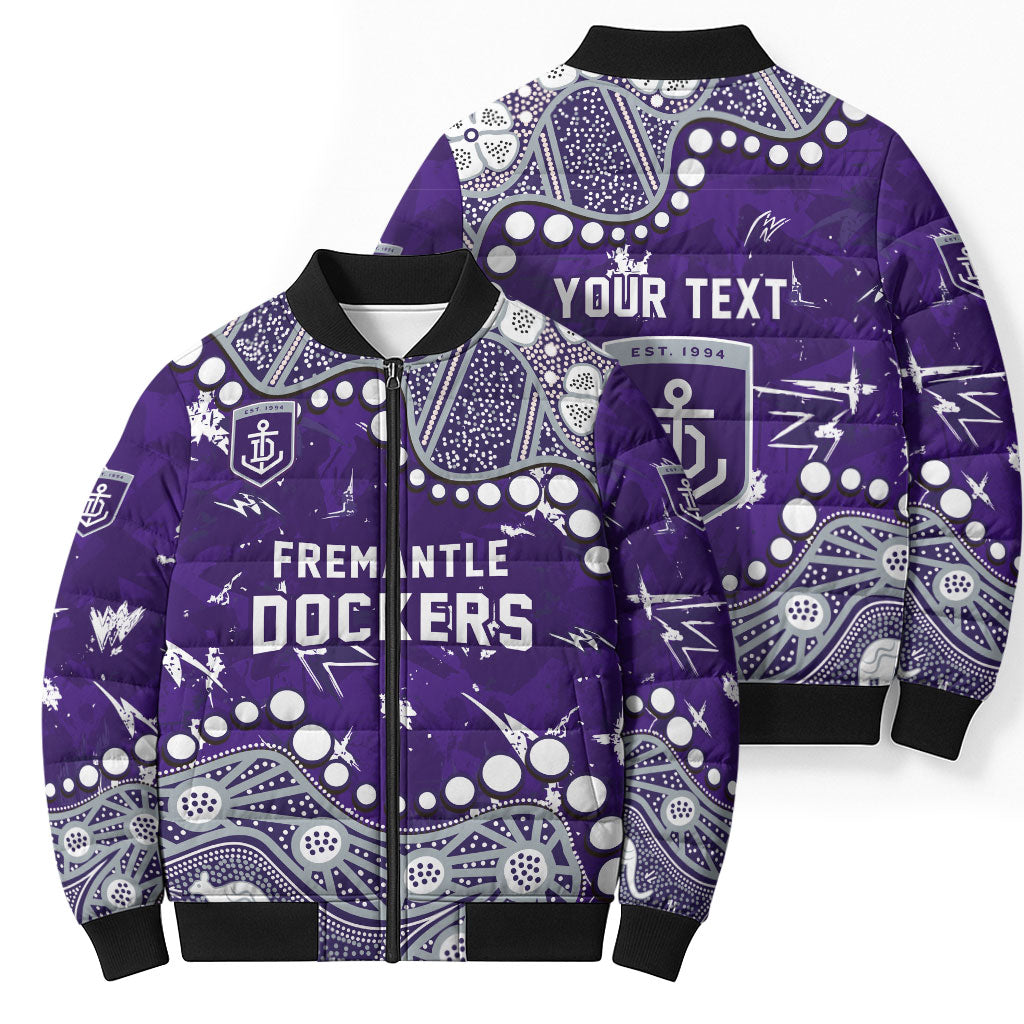 Personalized Fremantle Dockers Bomber Puffer Jacket Aboriginal Pattern with Graffiti Style