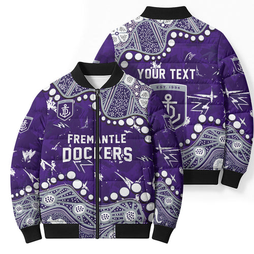 Personalized Fremantle Dockers Bomber Puffer Jacket Aboriginal Pattern with Graffiti Style
