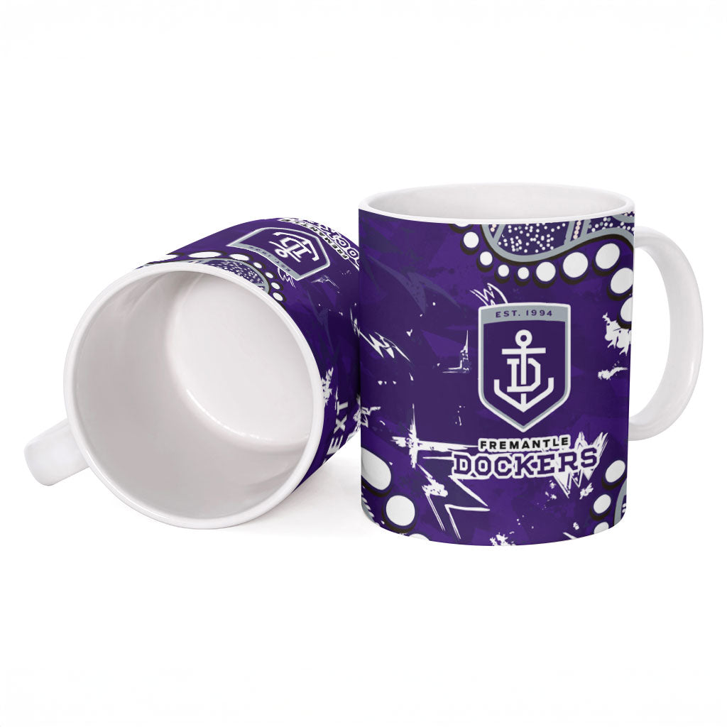 Personalized Fremantle Dockers Ceramic Mug Aboriginal Pattern with Graffiti Style