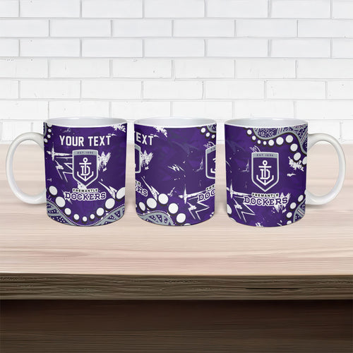 Personalized Fremantle Dockers Ceramic Mug Aboriginal Pattern with Graffiti Style
