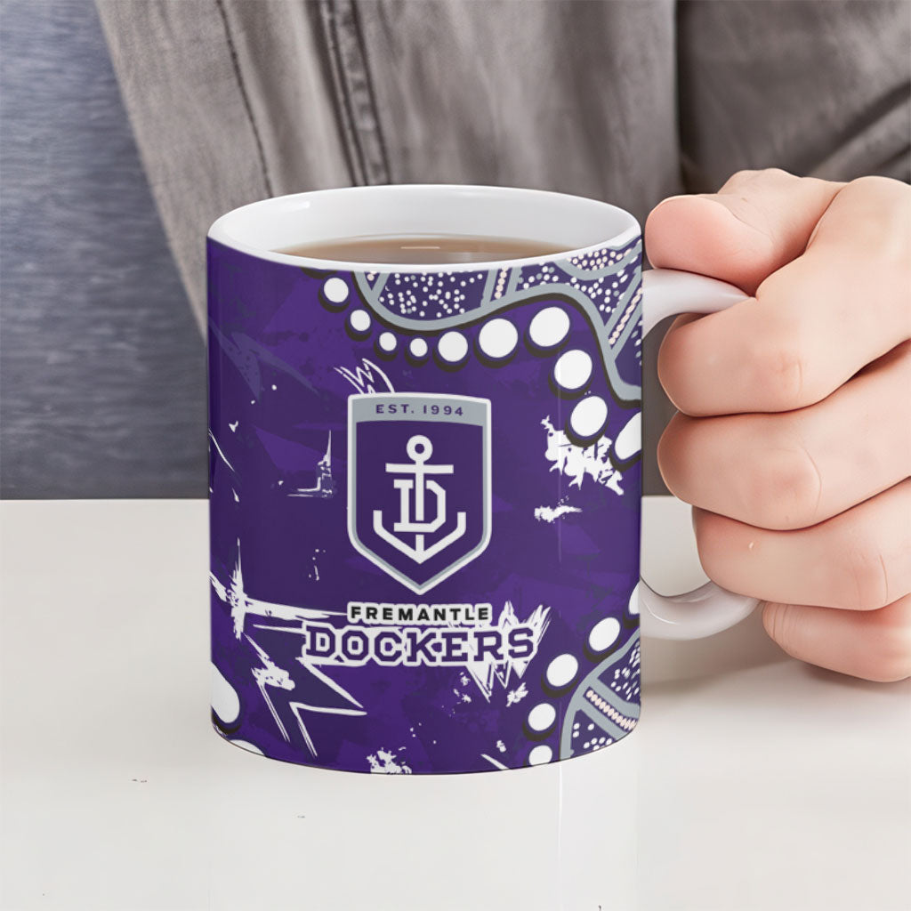 Personalized Fremantle Dockers Ceramic Mug Aboriginal Pattern with Graffiti Style