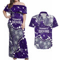 Personalized Fremantle Dockers Couples Matching Off Shoulder Maxi Dress and Hawaiian Shirt Aboriginal Pattern with Graffiti Style