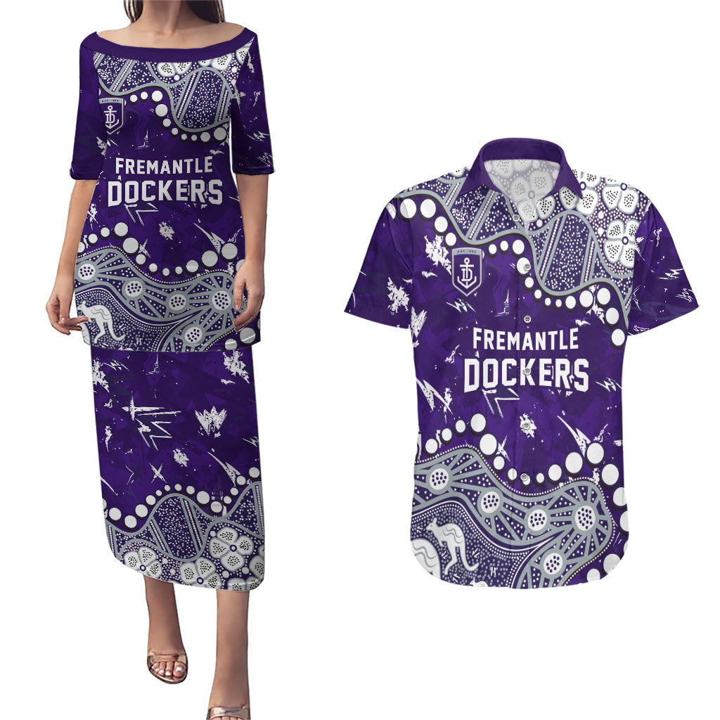 Personalized Fremantle Dockers Couples Matching Puletasi and Hawaiian Shirt Aboriginal Pattern with Graffiti Style