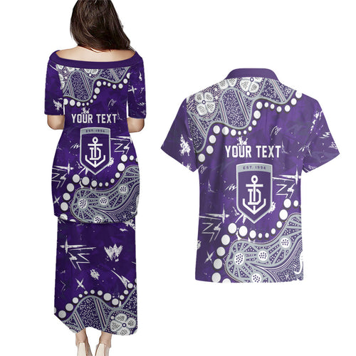 Personalized Fremantle Dockers Couples Matching Puletasi and Hawaiian Shirt Aboriginal Pattern with Graffiti Style