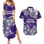 Personalized Fremantle Dockers Couples Matching Summer Maxi Dress and Hawaiian Shirt Aboriginal Pattern with Graffiti Style