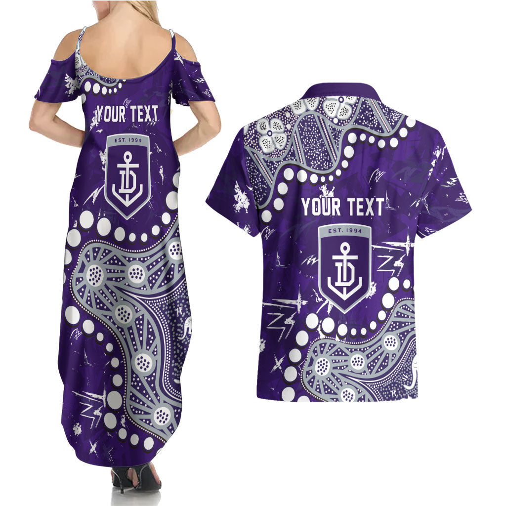 Personalized Fremantle Dockers Couples Matching Summer Maxi Dress and Hawaiian Shirt Aboriginal Pattern with Graffiti Style
