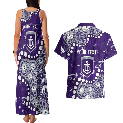 Personalized Fremantle Dockers Couples Matching Tank Maxi Dress and Hawaiian Shirt Aboriginal Pattern with Graffiti Style