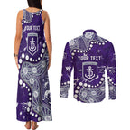 Personalized Fremantle Dockers Couples Matching Tank Maxi Dress and Long Sleeve Button Shirt Aboriginal Pattern with Graffiti Style