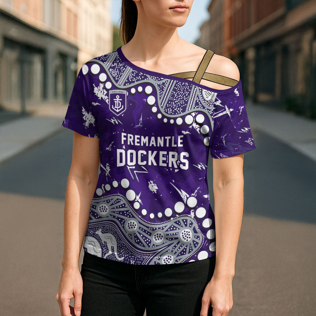 Personalized Fremantle Dockers Cross Shoulder Shirt Aboriginal Pattern with Graffiti Style