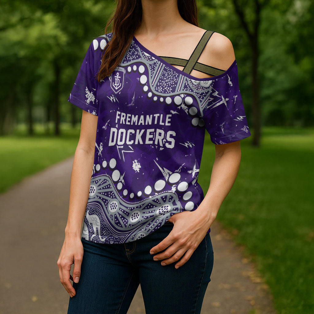 Personalized Fremantle Dockers Cross Shoulder Shirt Aboriginal Pattern with Graffiti Style