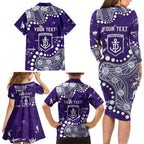 Personalized Fremantle Dockers Family Matching Long Sleeve Bodycon Dress and Hawaiian Shirt Aboriginal Pattern with Graffiti Style