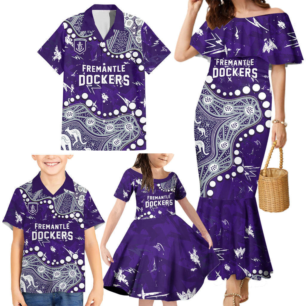 Personalized Fremantle Dockers Family Matching Mermaid Dress and Hawaiian Shirt Aboriginal Pattern with Graffiti Style