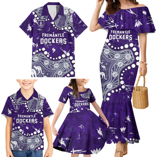 Personalized Fremantle Dockers Family Matching Mermaid Dress and Hawaiian Shirt Aboriginal Pattern with Graffiti Style