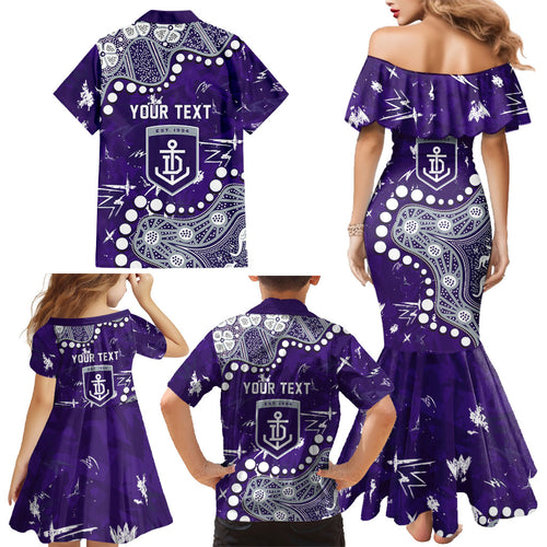 Personalized Fremantle Dockers Family Matching Mermaid Dress and Hawaiian Shirt Aboriginal Pattern with Graffiti Style
