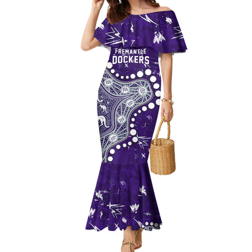 Personalized Fremantle Dockers Family Matching Mermaid Dress and Hawaiian Shirt Aboriginal Pattern with Graffiti Style